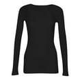 thumbnail image 4 of LISTHA Ribbed Long Sleeve Tops for Women Casual Stretch Scoop Neck Tops Fall Slim Fitted Basic T-Shirts Black 2XL, 4 of 6