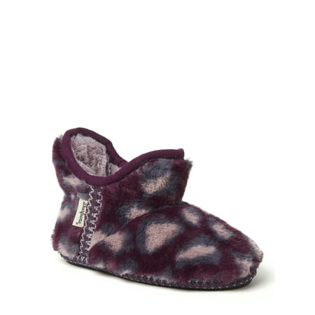 Dearfoams Girl's Pile Bootie Slippers with Memory Foam