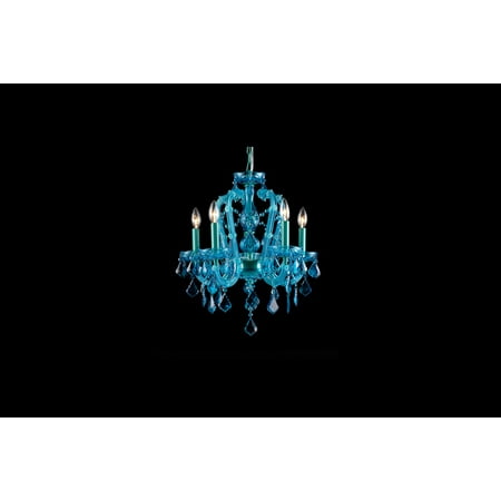 

Mini Chandeliers 5 Light Fixtures With Aqua Blue Crystal Finish E12 Bulb Type 18 200 Watts