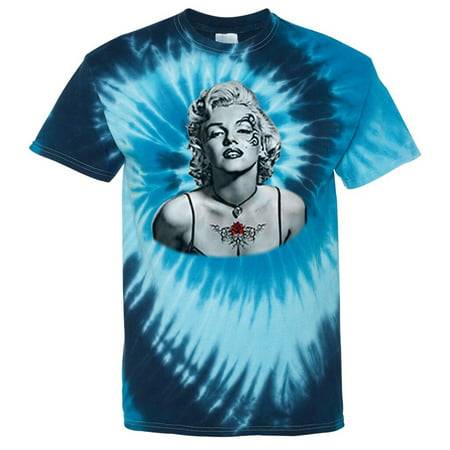 Men's Marilyn Monroe Face Tattoo KT T127 Blue T-Shirt 2X-Large