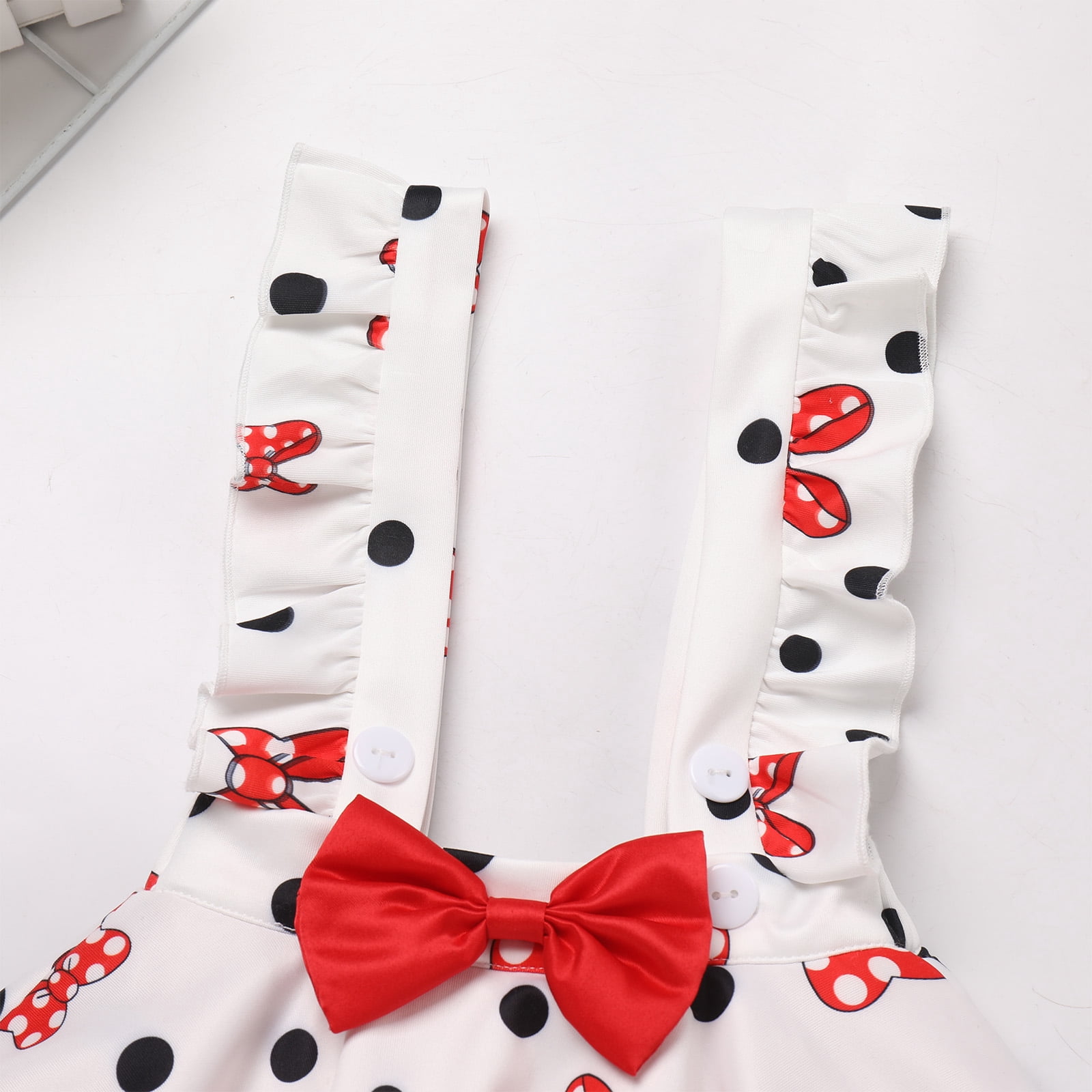 IBTOM CASTLE Toddler Baby Girls Mouse Birthday Outfit Short Sleeve Pullover T-shirt Suspender Skirt with Headband Cake Smash Casual Outfits 3-4 Years Black + Red