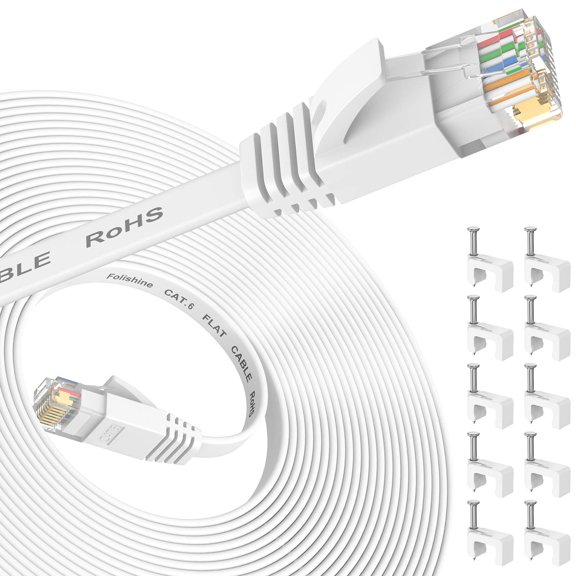 Cable Ethernet Folishine CAT6 plano de 6 m RJ45 blanco