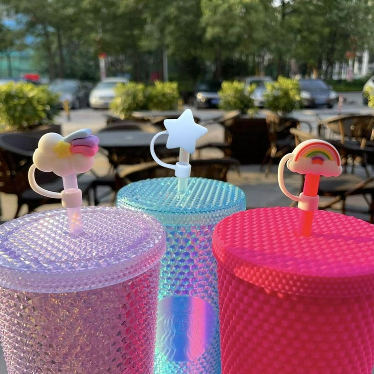 Cocequc Cartoon Straw Tips Cover, Creative Silicone Straw Plug, Glass Cup Accessories Cartoon Plugs Tips Cover, Cloud Shape Straw Protector X1g1
