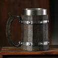 thumbnail image 5 of PATLOLLAV Large Capacity Wood Imitation Barrel Stainless Steel Beer Mug, Pirate Viking Cup Fantasy Medieval Tavern Wood Tankard for Bar Restaurant Home Decor, 5 of 8