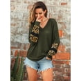 thumbnail image 3 of Women's Classic Fit Lightweight Long-Sleeve V-Neck Sweater With Leopard Print, 3 of 5