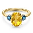 thumbnail image 3 of Gem Stone King 18K Yellow Gold Plated Silver Ring Oval Yellow Citrine and Vivid Persian Blue Moissanite (2.86 Cttw, Size 5), 3 of 6