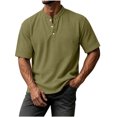 thumbnail image 3 of akafmk Mens Waffle Shirts Short Sleeve Crewneck T-shirts Button Front Sporty Daily Wear Summer Casual Shirts, Size S, 3 of 8