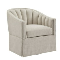 Comfort Pointe Sanibel Ivory Polyester Fabric Skirted Swivel Accent Chair