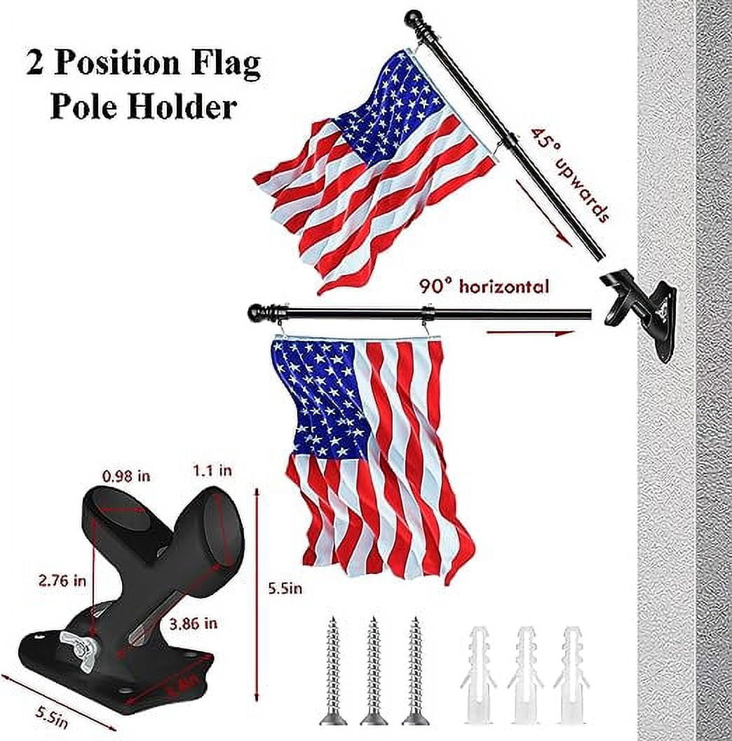 Bonison, Black Wall Mount Flag Pole with Bracket for Home Porch