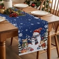 thumbnail image 3 of Christmas Snowflakes Xmas Tree Snowman on Blue Table Runner 13x70in Non-Slip Cotton Linen Table Runners, Winter Squirrel Cat Dresser Scarves TableRunner for Dinner Kitchen Dining Wedding Party, 3 of 9