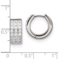 thumbnail image 3 of Stainless Steel Polished With 3 Rows Of Cz 2.4mm Hinged Hoop Earrings (13.4 X 14.88) Made In China sre1141, 3 of 5