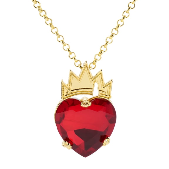 DESIGNICE Red Heart Golden Crown Necklace Descendants Queen of Hearts Ruby birthstones Costume Fan Jewelry Valentine's Day Sweetheart (red)