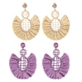 thumbnail image 1 of 2 pares de pendientes redondos de rafia – Pendientes de paja boho – Pendientes colgantes geométricos para mujeres y niñas, 1 of 5