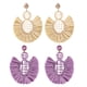 thumbnail image 1 of Laklulu 2 pares de pendientes redondos de rafia - Pendientes de paja colgantes bohemios - Pendientes colgantes geométricos para mujeres y niñas, 1 of 5