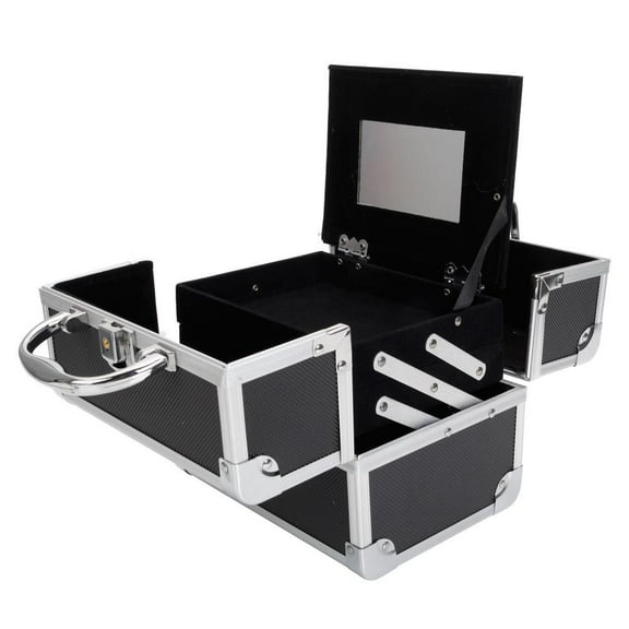 Zimtown Professional Aluminum Makeup Train Case Jewelry Box Cosmetic Organizer Storage w/ Lock&Mirror