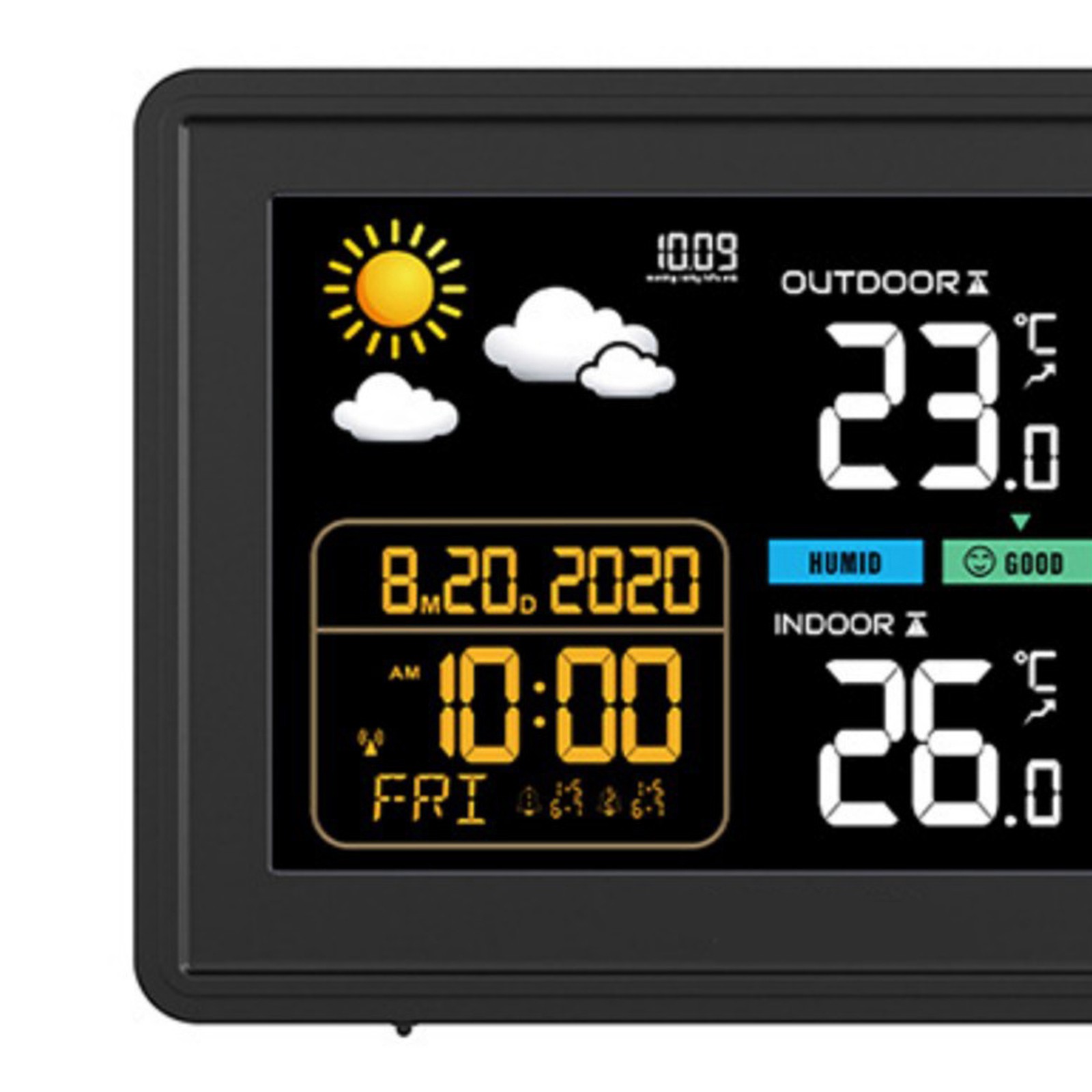 Digital Temperature Humidity Meter with Alarm Clock, Desktop Hygrometer for Home Office LCD Display