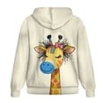 thumbnail image 5 of Uorisanigo Yellow Cute Giraffe Hoodie for Women Comfortable Long Sleeve Pocket Drop Shoulder Sweatshirt Size L Oversized Slight Stretch Winter Clothing Outfits, 5 of 7