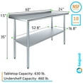thumbnail image 3 of AmGood 24 in. x 60 in. Stainless Steel Work Table with 1.5 in. Backsplash | Metal Kitchen Food Prep Table, 3 of 9