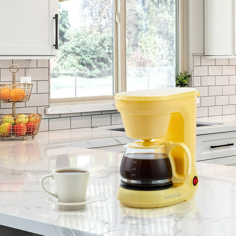 Holstein Housewares - 5-Cup Compact Coffee Maker, Yellow - Convenient