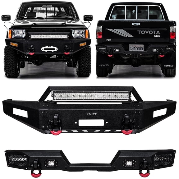 Vijay Fit 1989-1990-1991-1992-1993-1994-1995 Toyota Pickup Front and Rear Bumper with LED Light and D-Ring