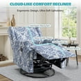thumbnail image 6 of UIXE Swivel Glider Recliner Chair, High Back Nursery Rocker Floral Upholstered Armchair for Living Room, Manual Reclining Rivet Trim Sofa Lounge with Deep Seat in Fabric, Navy, 6 of 8