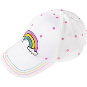 AWHALE Girls’ White Rainbow Baseball Hat – Cotton Cap with Ponytail Opening for Adjustable Buckle | Ages 2-12 Years