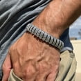 thumbnail image 2 of Men's Iced Dome Hip Hop Bracelet Simulated CZ Micro Pave Silver Tone 8.5" x 16MM Thick, 2 of 10