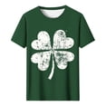 thumbnail image 2 of Uootdi T-Shirts à Manches Courtes pour Femmes Col Rond Imprimé Trèfle Usé Hauts Doux Tenue de Fête Cadeau, 2 of 7