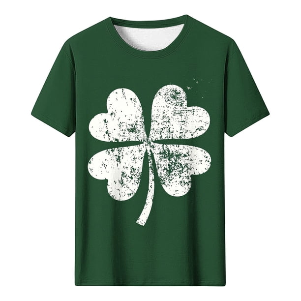 Tops de Ajuste Suelto para las Mujeres Cuello Redondo Impresión Del Día de San Patricio Manga Corta Blusa Casual Verano