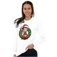 thumbnail image 4 of Betty Boop Christmas Santa Wreath Women's Long Sleeve T Shirt Brisco Brands S, 4 of 6