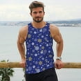 thumbnail image 6 of Zufioo Golden Snowflakes Royal Blue Print Men's Vest, Sleeveless Quick-drying Muscle T-shirt, Suitable for Sports Fitness, Home Leisure Wear-4X-Large, 6 of 7