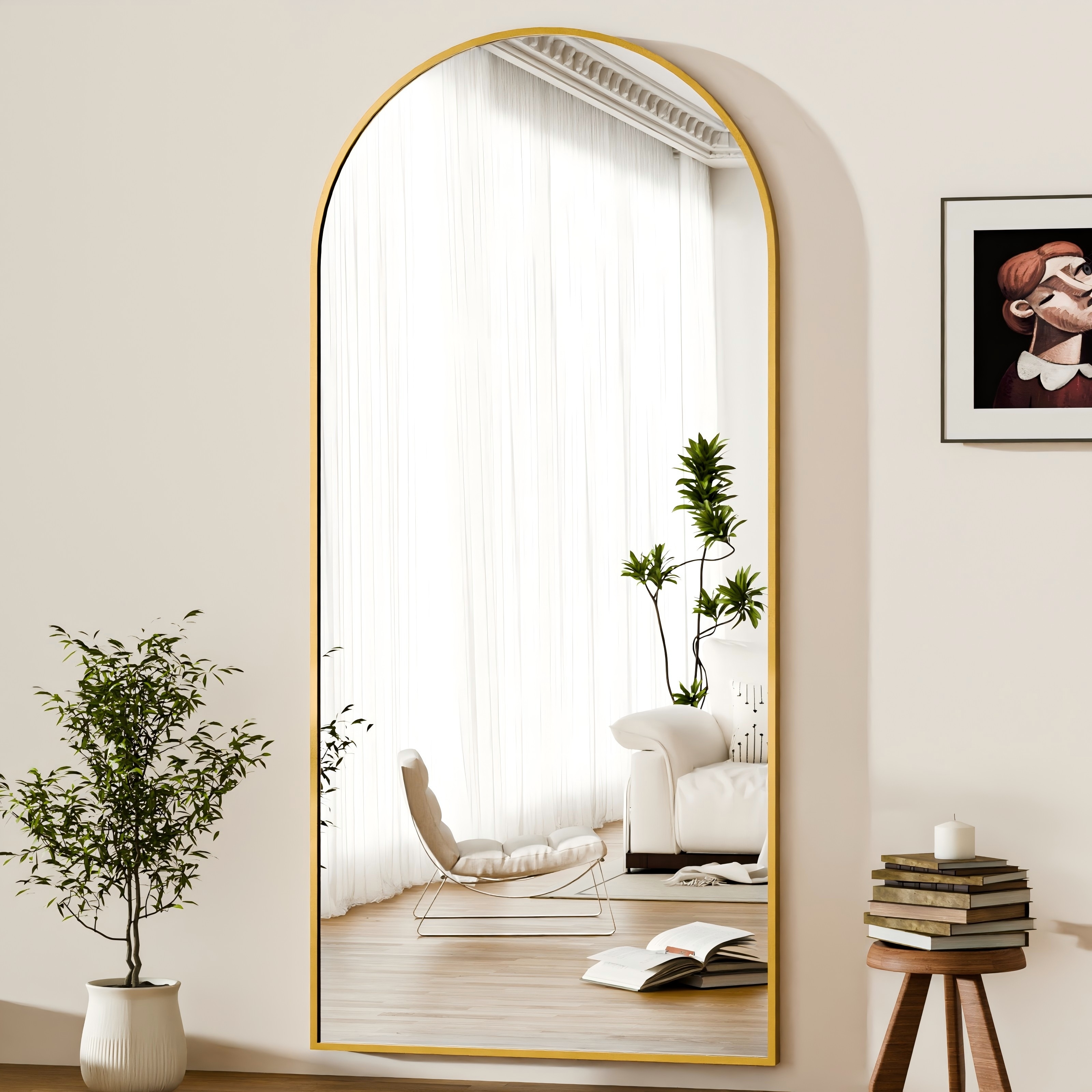 Cenovo 76"x 35" Arched Full Length Mirror Full Body Floor Mirrors, Gold