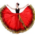 thumbnail image 5 of Adult Elastic Waistband Spanish Flamengo Dance Long Skirt Women Gypsy Lady Paso Doble Dancewear, 5 of 6