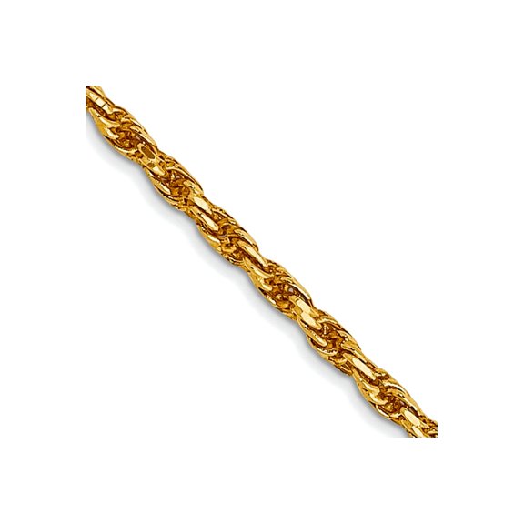 14k Yellow Gold 1.2mm Solid Sparkle Cut Machine Made with Lobster Rope Chain Necklace 14 Inch - Chain Necklace