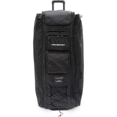 PowerNet All Gear Transporter Baseball Travel Bag Rolling Duffle Bag with Wheels & Handle for Baseball Accessories Catchers Gear & Bats Main Pocket Fits Four 7x7 Nets