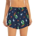 thumbnail image 2 of Vsdgher Dinosaur Astronaut Print Women's Running Double Layer Shorts High Waisted with Pockets Elastic Yoga Workout Athletic Gym Sports, 2 of 8