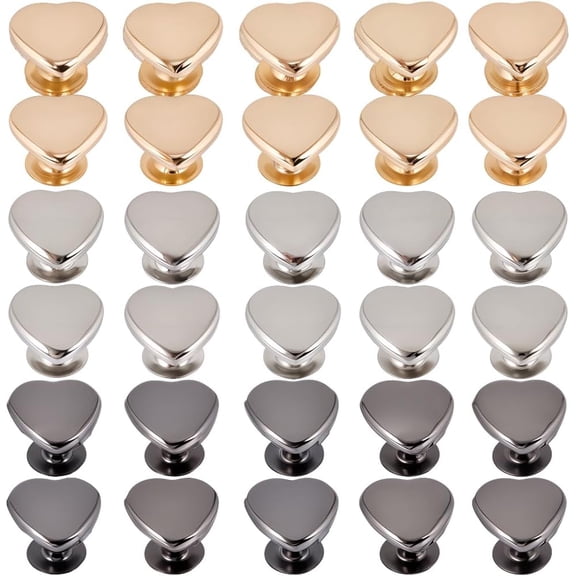 120Pcs 3 Colors Heart Rivets Metal Screwback Studs 10mm Iron Small Rivet Bead Screw on Rivet Decoration Stud for Leather Bags Belt Clothes Shoes Purse Supplies DIY Craft Making