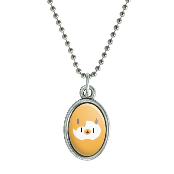 Adventure Time Cake Head Antiqued Oval Charm Pendant with Chain