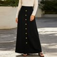 thumbnail image 5 of Arlun Trendy Maxi Skirts for Women Elegant High Waist H Line Long Straight Long Skirt Summer Casual Solid Color Slim Straight Floor Pencil Skirt with Pockets and Buttons Black XL, 5 of 8