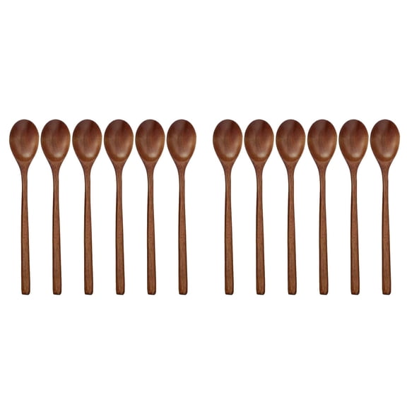 Set Of 12 Long Wooden Spoon Natural Wooden Soup Spoon for Dinner Lunch Home Decor