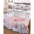 thumbnail image 3 of Quilts Full Size, Pink Palm Tree Soft Comforter Bedding Set for Bed, Forest Tropical Plants Flower Leaf Lightweight Quilted Bedspread with Pillow Cover(2 Pieces) for All Season, 78x90 Inch, 3 of 6