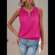 thumbnail image 4 of Chaleco de Cuello Redondo Abotonado de Moda, Color Liso, Rosa Rojo L, 4 of 6
