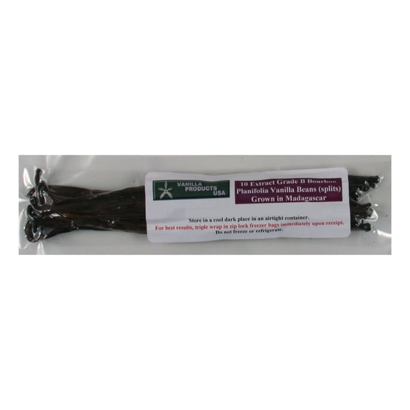 10 Split Extract Grade B Madagascar Bourbon Vanilla Beans 5~6" by Vanilla Products USA