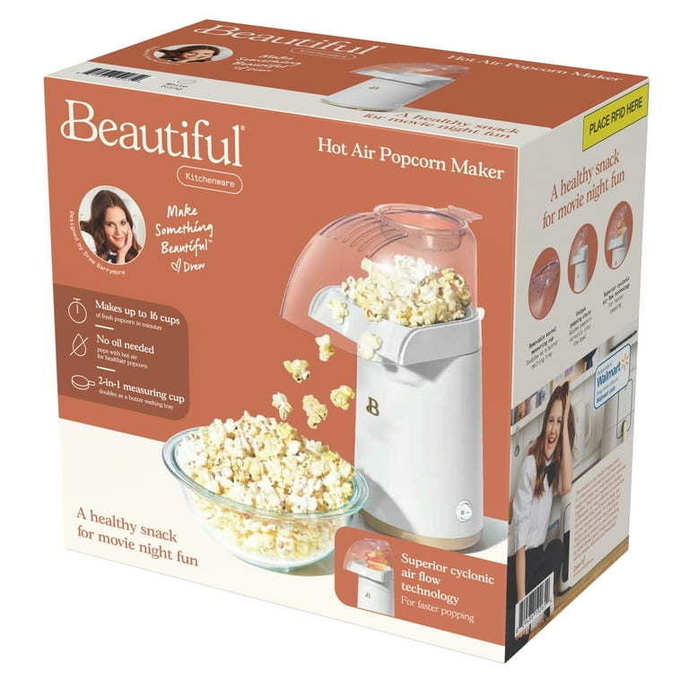 Beautiful 16 Cup Hot Air Electric Popcorn Maker White Icing by Drew Barrymore Walmart