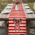 thumbnail image 4 of Thin Red Lines Table Runner 90 Inches, Patriotic Bow Vintage Distressed Striped Bed Runner Dresser Scarves Tabletop for Indoor Outdoor Parties/Ceremony/Banquet, 13" x 90", 4 of 9