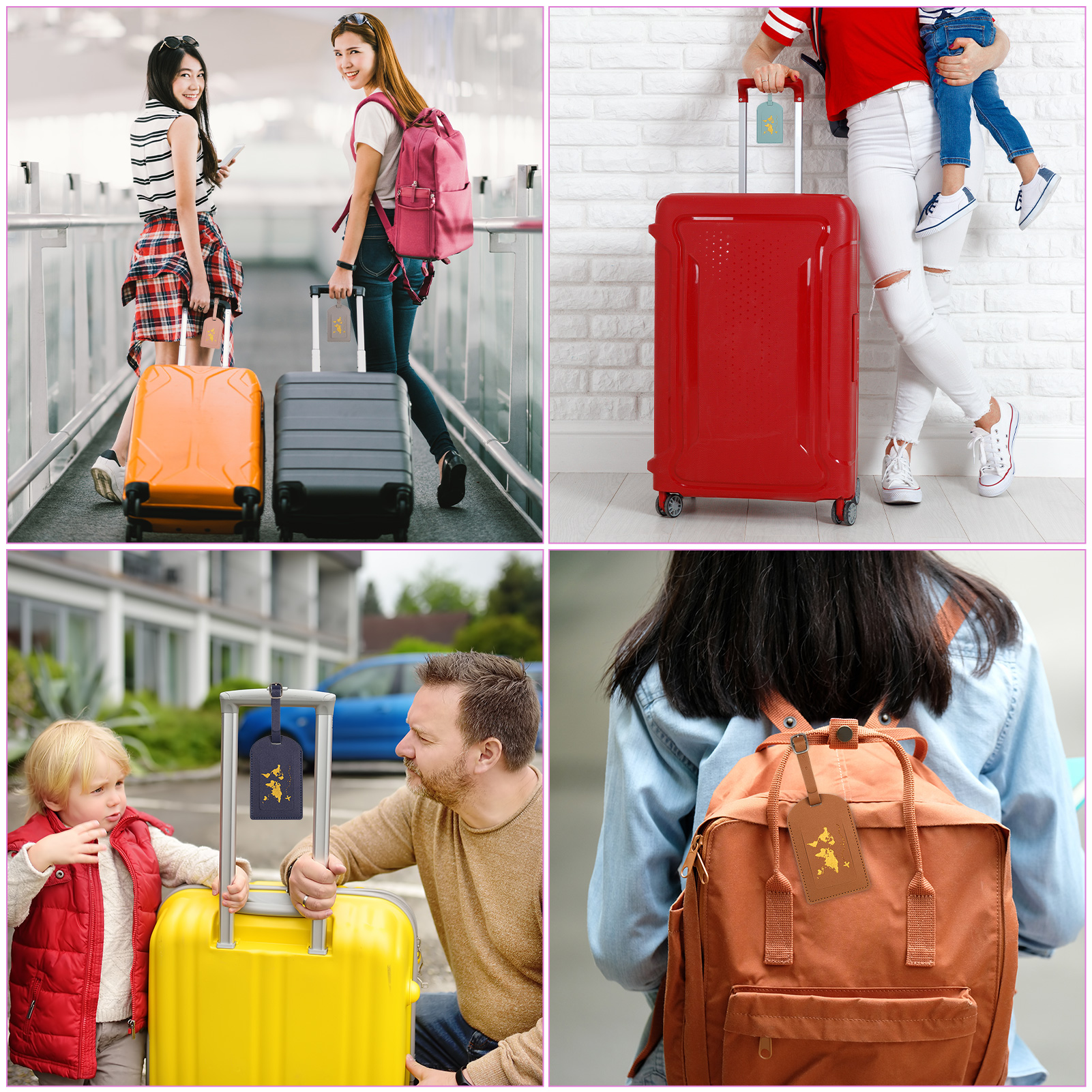 AOWOO 6-Pack PU Leather Luggage Tags photo 7