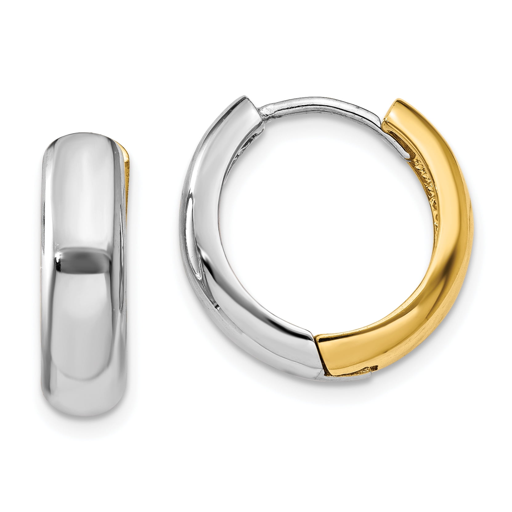 14K Two-tone Circle 5 Heart Earrings