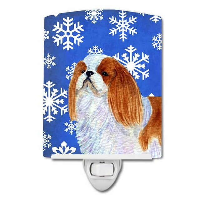 Carolines Treasures SS4645CNL English Toy Spaniel Winter Snowflakes Holiday Ceramic Night Light