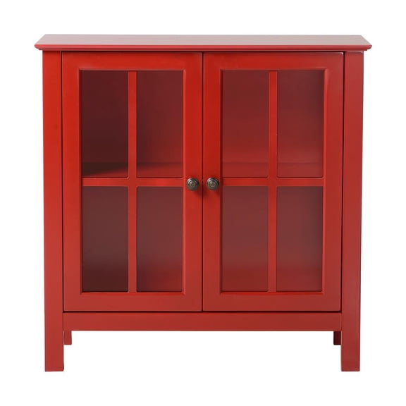 OS Home and Office Furniture 31.5" Wood Accent Display Cabinet in Red