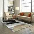 thumbnail image 3 of Modern Gray Gold Thread Art Area Rug, Abstract Black Gray Geometric Circle Indoor Non-Slip Rugs, Machine Washable Breathable Durable Carpet Floor Decor 5ft x 7ft, 3 of 6